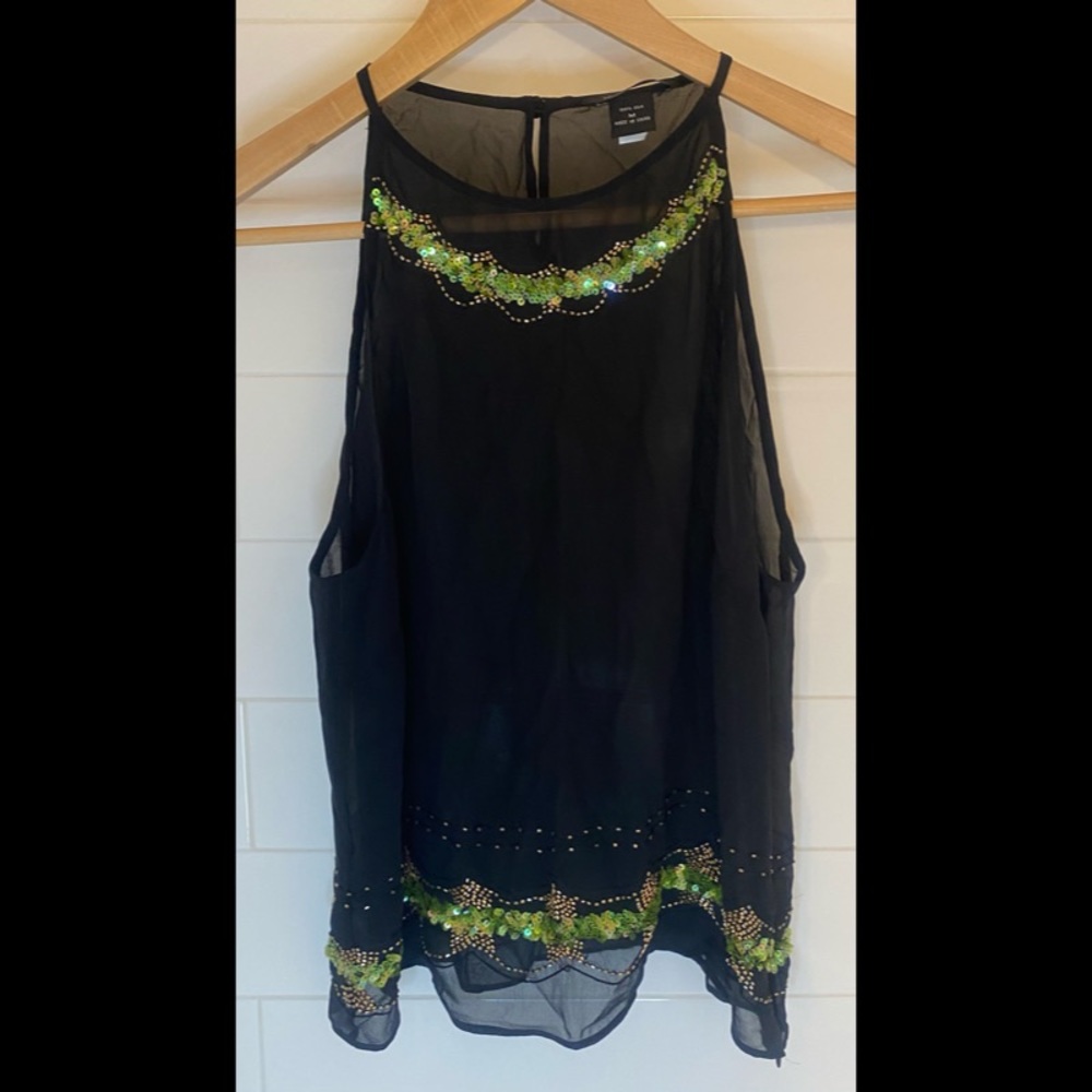 MODA International 100% Silk Beaded Tank – Size M